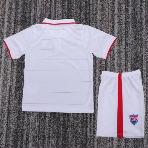 Retro Youth Uniform Kids Kit USA 2014 Home Soccer Jersey Shorts United States Child Football Set