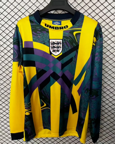 Long Sleeve Retro Jersey 1995 England Colorful Goalkeeper Soocer Jersey Vintage Football Shirt