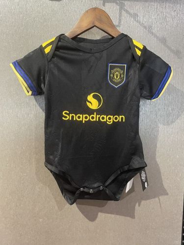 Baby Cloth 2025-2026 Manchester United Third Away Black Soccer Jersey Baby Onesies