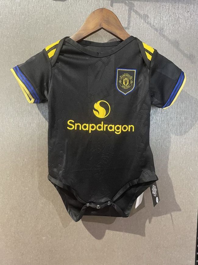 Baby Cloth 2025-2026 Manchester United Third Away Black Soccer Jersey Baby Onesies