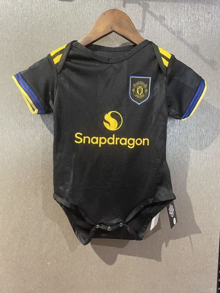 Baby Cloth 2025-2026 Manchester United Third Away Black Soccer Jersey Baby Onesies