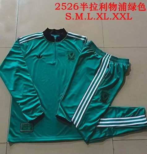 2025-2026 Liverpool Green Icon Model Soccer Training Sweater and Pants Football Kit