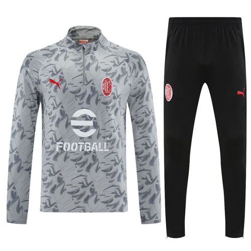 2025-2026 AC Milan Grey Soccer Training Sweater and Pants Football Kit