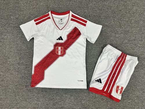 Youth Uniform Kids Kit 2026 Peru Home Soccer Jersey Shorts Child Football Set