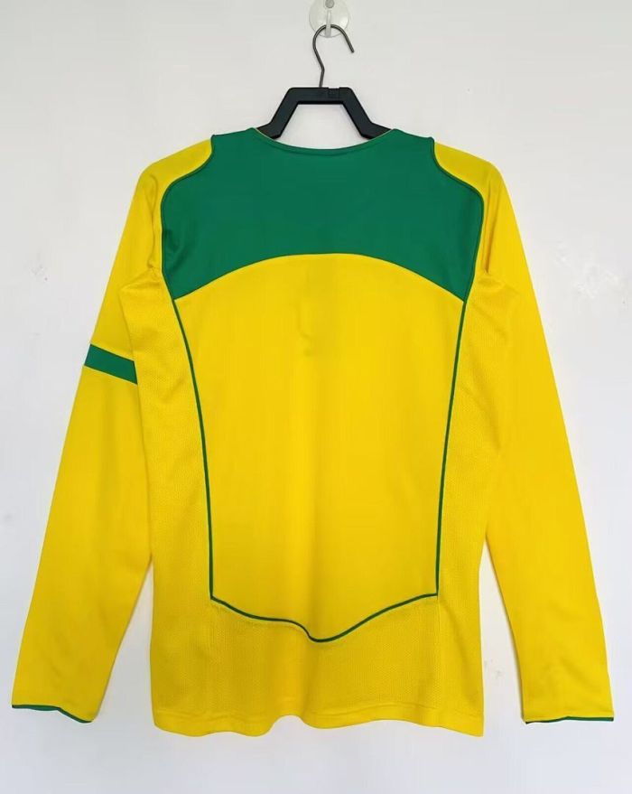 Long Sleeve Retro Jersey 2004 Brazil Home Soccer Jersey Brasil Camisetas de Futbol