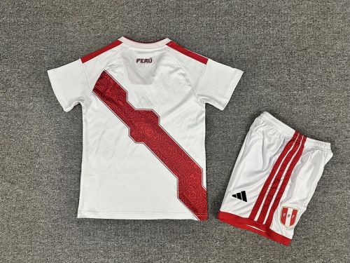 Youth Uniform Kids Kit 2026 Peru Home Soccer Jersey Shorts Child Football Set