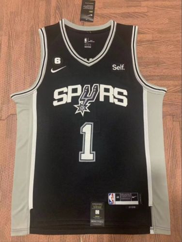 San Antonio Spurs 1 WEMBANYAMA Black NBA Jersey Basketball Shirt