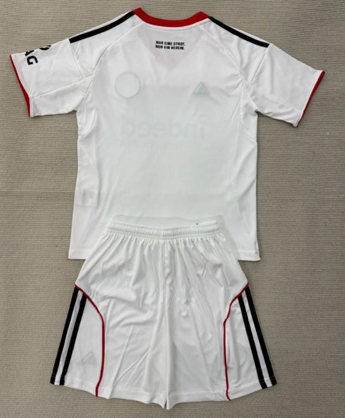 Youth Uniform Kids Kit 2025-2026 Eintracht Frankfurt Away White Soccer Jersey Shorts Child Football Set