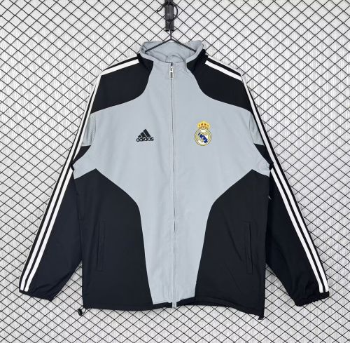Retro Jacket 2004-2005 Real Madrid Grey Soccer Windbreaker Jacket Football Jacket