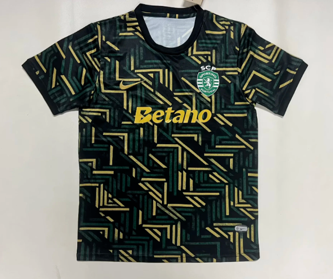 Fan Version 2025-2026 Sporting Lisbon Green/Yellow/Black Football Training Shirt Soccer Jersey