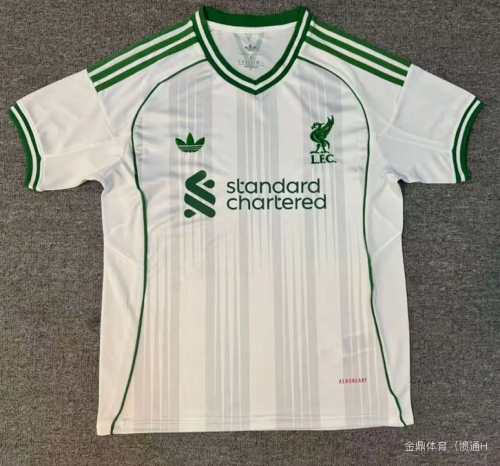 Fan Version 2025-2026 Liverpool White/Green Special Edition Soccer Jersey Football Shirt