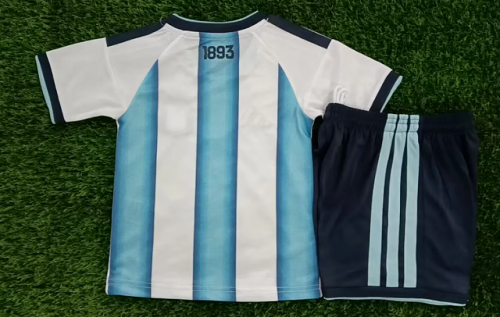 with FIFA 2022 World Champions Patch Youth Uniform Kids Kit Argentina 2026 Home Soccer Jersey Shorts Child Football Set
