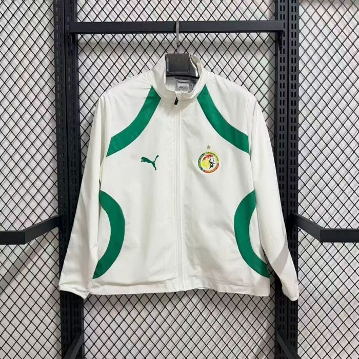 2025-2026 Senegal White/Green Soccer Windbreaker Jacket Football Jacket