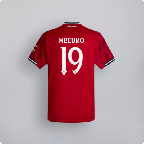 with UCL Fonts Fans Version 2025-2026 Manchester United Mbeumo 19 Home Soccer Jersey Man United Football Shirt