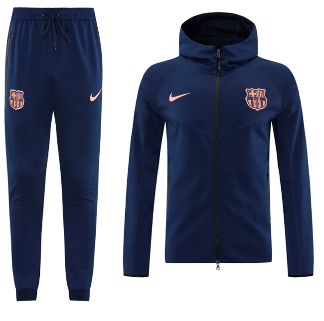 with Caps 2025-2026 Barcelona Dark Blue Soccer Training Hoodie and Pants Football Hoody