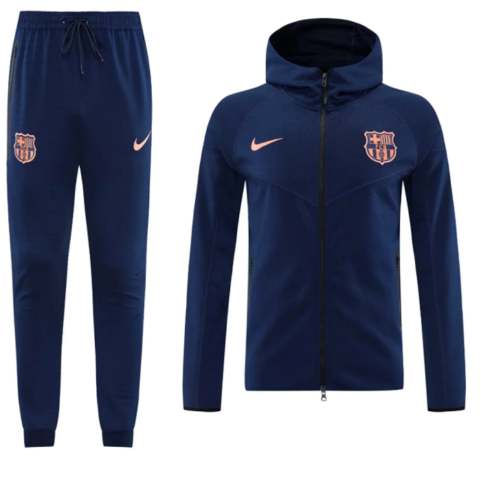with Caps 2025-2026 Barcelona Dark Blue Soccer Training Hoodie and Pants Football Hoody