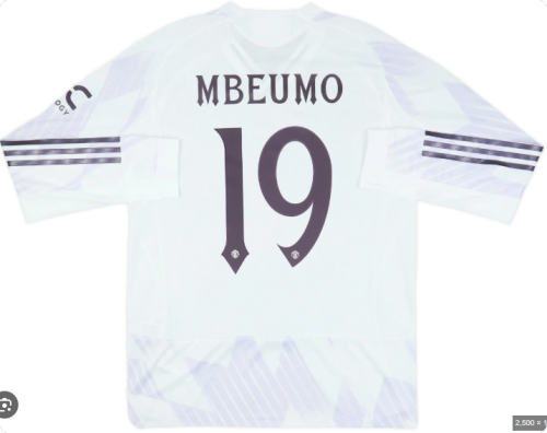 with UCL Fonts Fan Version 2025-2026 Manchester United MBEUMO 19 Away Soccer Jersey Football Shirt