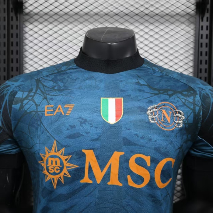 with Scudetto Patch Player Version 2025-2026 Calcio Napoli Dark Blue Halloween Version Football Shirt Napoles Soccer Jersey