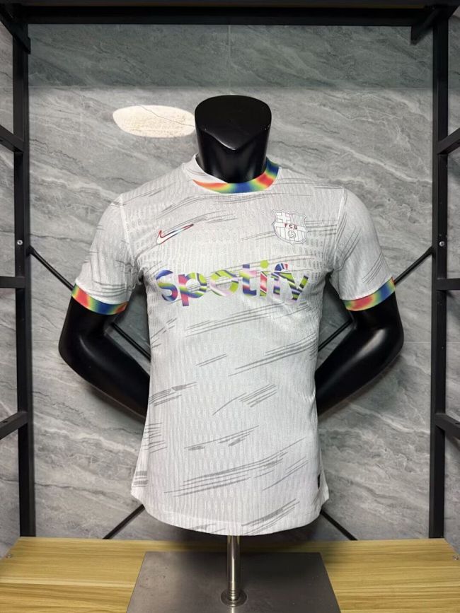 Barca Camisetas de Futbol Player Version 2025-2026 Barcelona White/Colorful Soccer Jersey