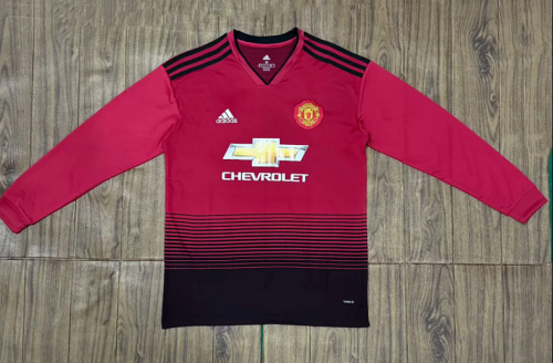 Long Sleeve Retro Jersey 2018-2019 Manchester United Home Vintage Soccer Jersey