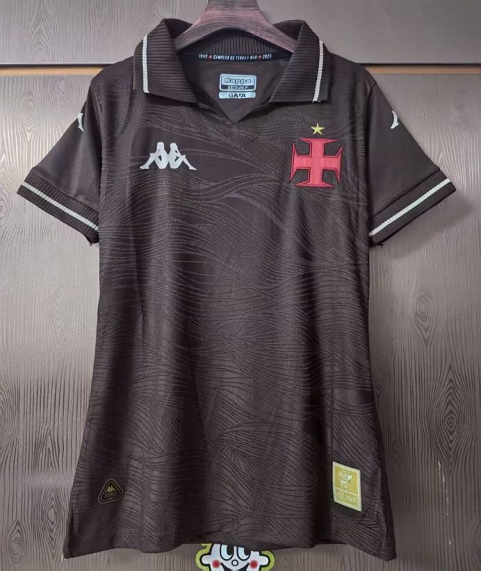 Women 2025-2026 Vasco Da Gama Third Away Black Soccer Jersey Girl Football Shirt
