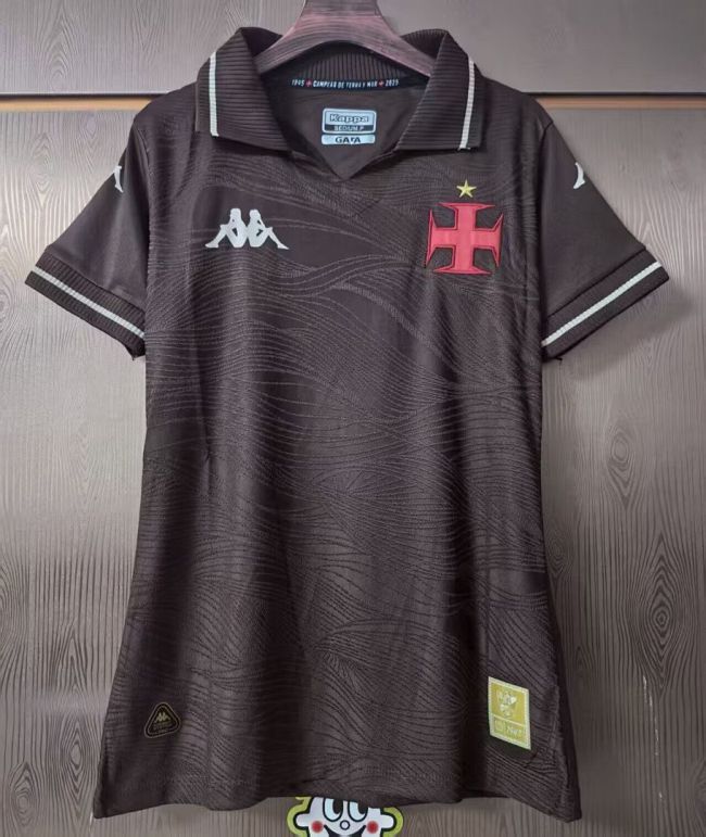 Women 2025-2026 Vasco Da Gama Third Away Black Soccer Jersey Girl Football Shirt