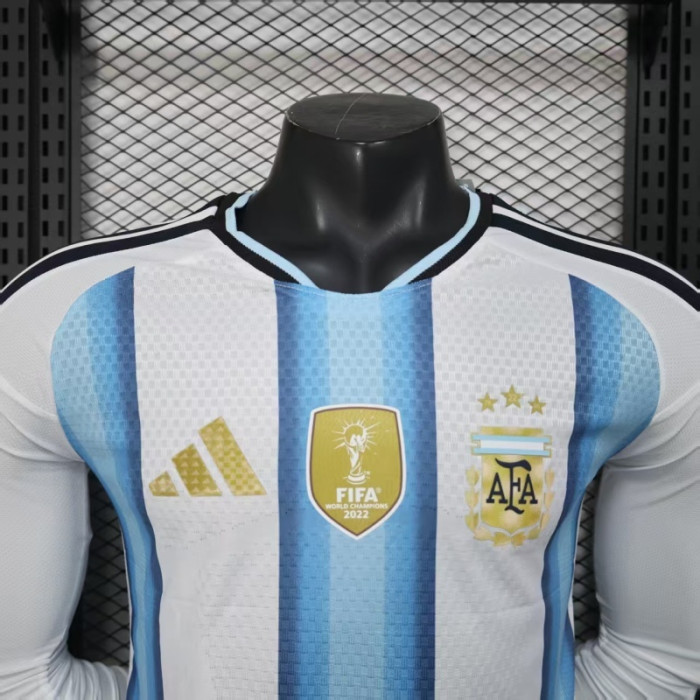 with FIFA World Champions 2022 Patch Long Sleeve Player Version 2026 Argentina Home Soccer Jersey Camisetas de Futbol