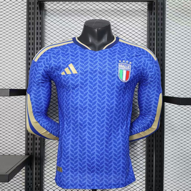Player Version Long Sleeve Italy 2026 Home Soccer Jersey Football Shirt
