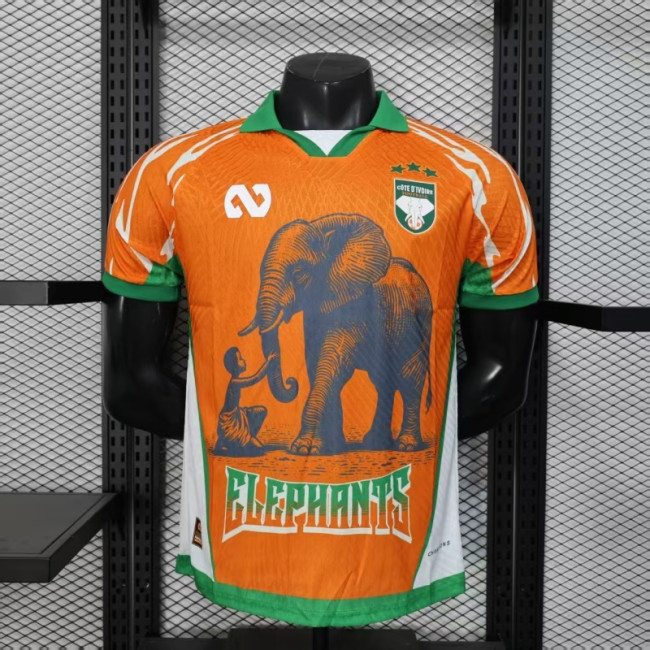 Player Version 2025-2026 Ivory Coast Football Shirt Côte d'Ivoire Orange Soccer Jersey