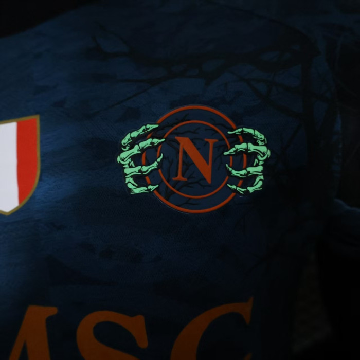 with Scudetto Patch Player Version 2025-2026 Calcio Napoli Dark Blue Halloween Version Football Shirt Napoles Soccer Jersey