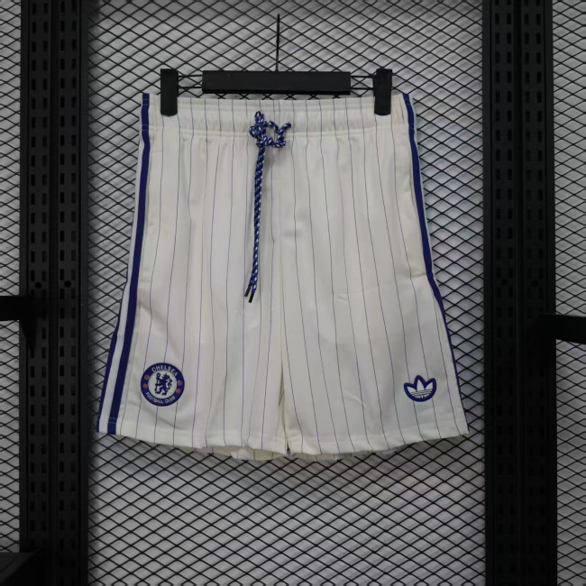 Fan Version 2025-2026 Chelsea White/Blue Icon Soccer Shorts Football Shorts