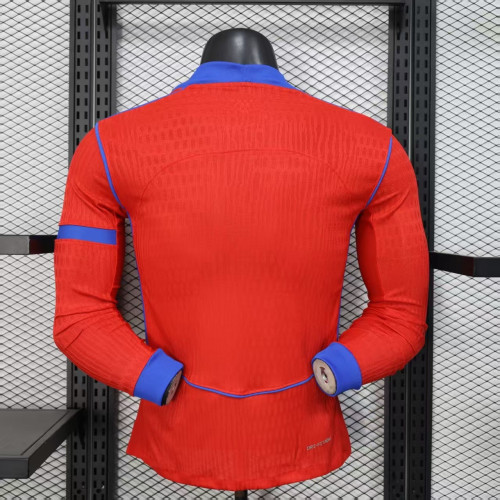 Long Sleeve Player Version 2025-2026 PSG Third Away Red Soccer Jersey Paris Football Maillot