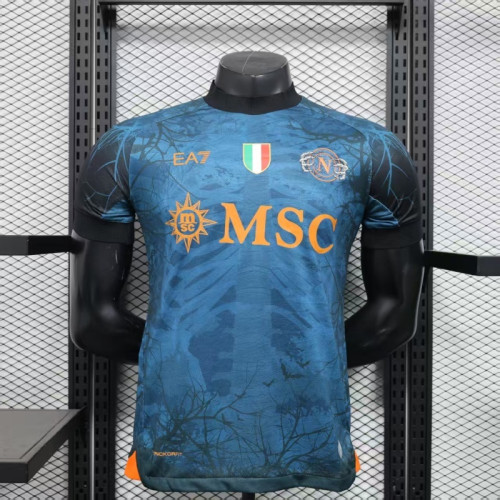 with Scudetto Patch Player Version 2025-2026 Calcio Napoli Dark Blue Halloween Version Football Shirt Napoles Soccer Jersey