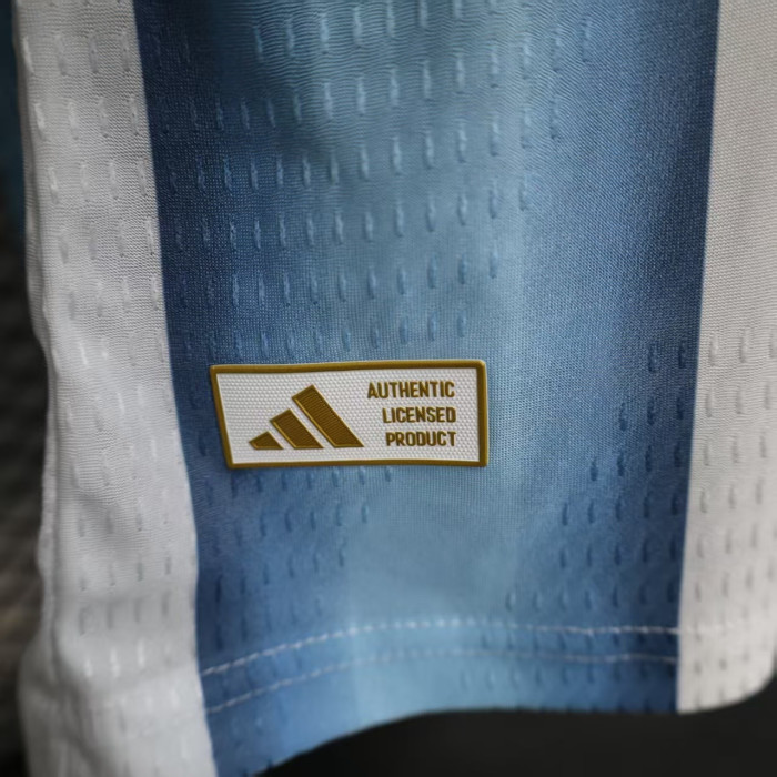 with Golden Front Patch Player Version 2026 Argentina Home Soccer Jersey Camisetas de Futbol