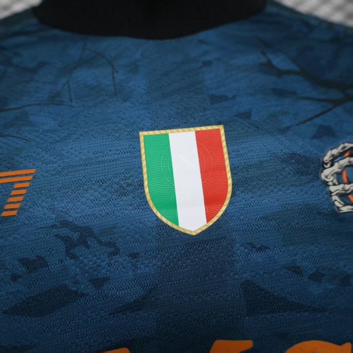 with Scudetto Patch Player Version 2025-2026 Calcio Napoli Dark Blue Halloween Version Football Shirt Napoles Soccer Jersey