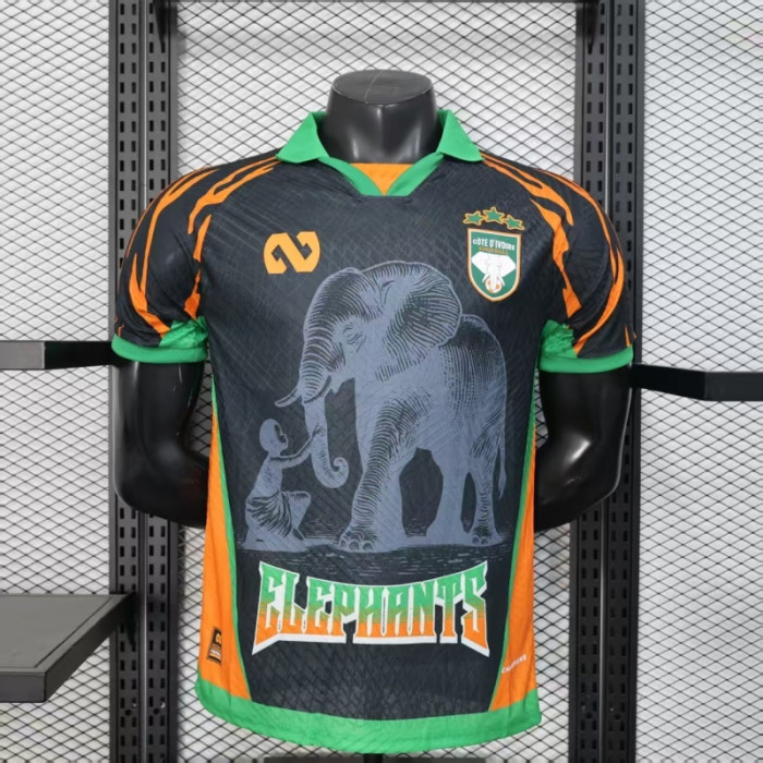 Player Version 2025-2026 Ivory Coast Football Shirt Côte d'Ivoire Black Soccer Jersey