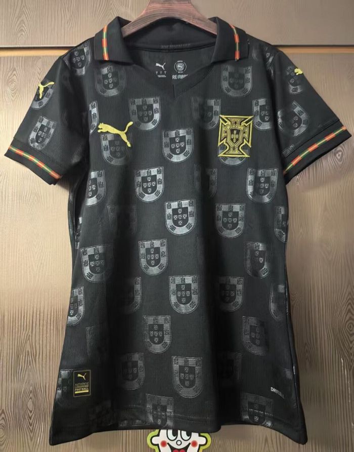 Women 2026 Portugal Away Black Soccer Jersey Girl Football Shirt