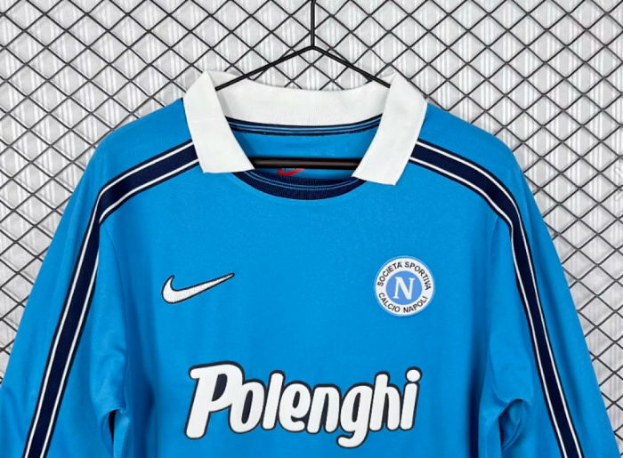 Long Sleeve Retro Jersey 1998-1999 Calcio Napoli Home Soccer Jersey Napoles Vintage Football Shirt