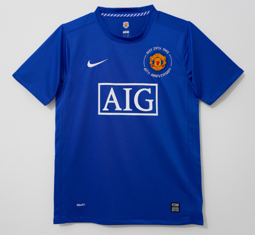 Retro Jersey 2008-2009 Manchester United 40th Anniversary Blue Soccer Jersey Vintage Football Shirt