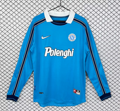 Long Sleeve Retro Jersey 1998-1999 Calcio Napoli Home Soccer Jersey Napoles Vintage Football Shirt