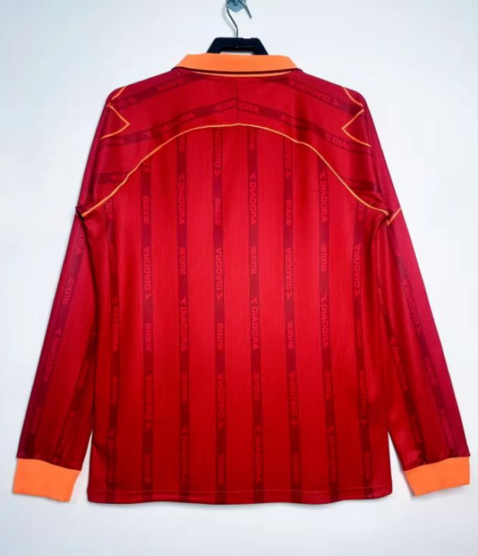 Retro Jersey Long Sleeve As Roma 1999-2000 Home Soccer Jersey Vintage Football Shirt