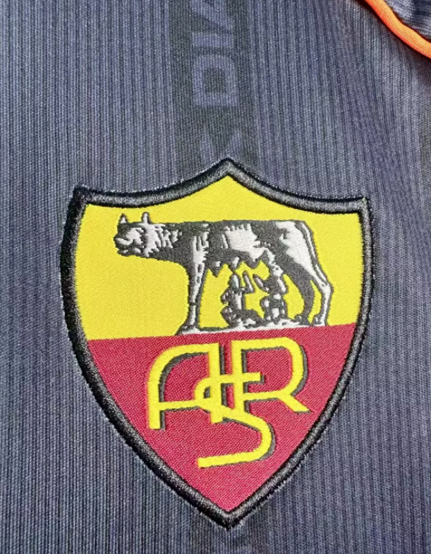 Retro Jersey Long Sleeve As Roma 1999-2000 Away Black Soccer Jersey Vintage Football Shirt