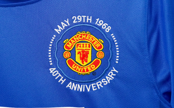 Retro Jersey 2008-2009 Manchester United 40th Anniversary Blue Soccer Jersey Vintage Football Shirt