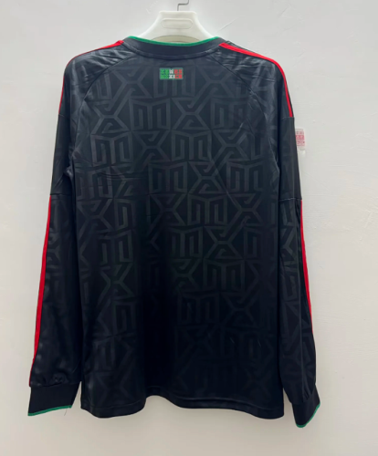 Long Sleeve Fan Version 2026 Mexico Third Away Black Soccer Jersey Football Shirt