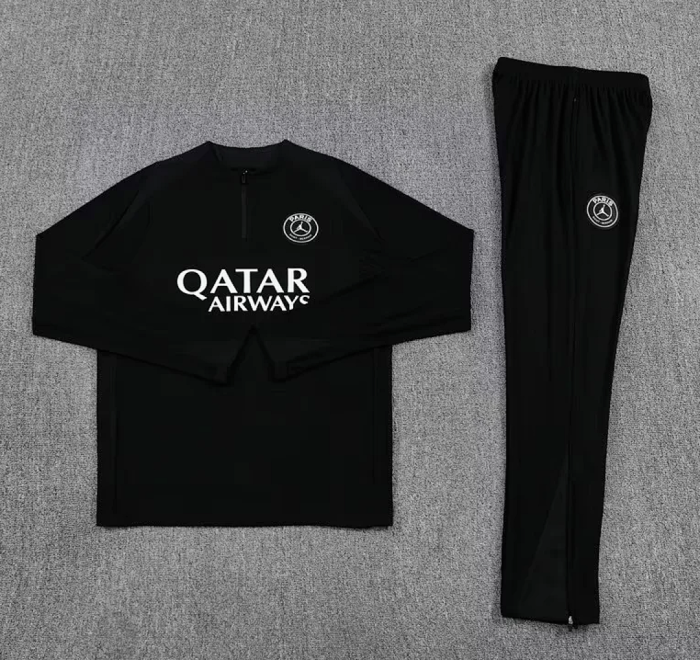 2025-2026 PSG Black Soccer Training Sweater and Pants Football Kit