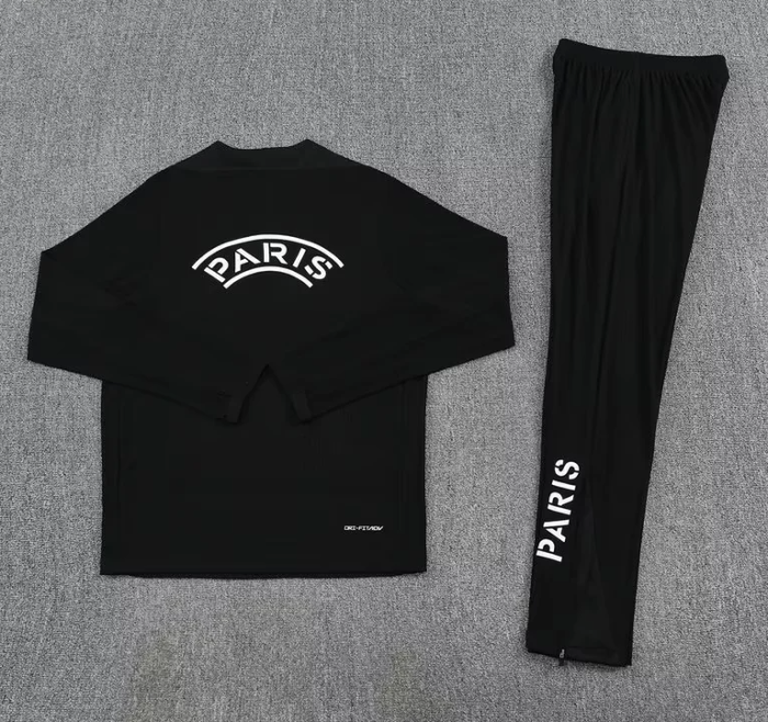 2025-2026 PSG Black Soccer Training Sweater and Pants Football Kit
