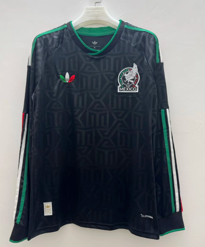 Long Sleeve Fan Version 2026 Mexico Third Away Black Soccer Jersey Football Shirt