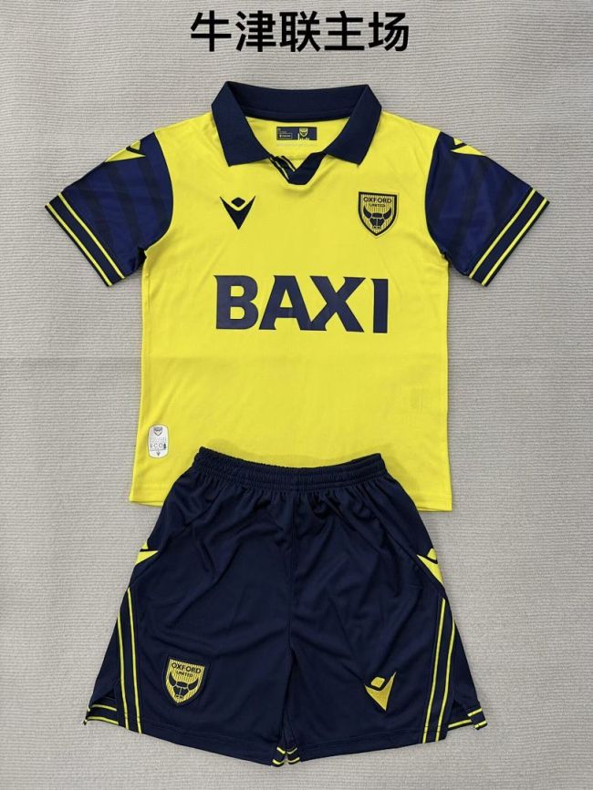 Youth Uniform Kids Kit 2025-2026 Oxford United Home Soccer Jersey Shorts Child Football Set