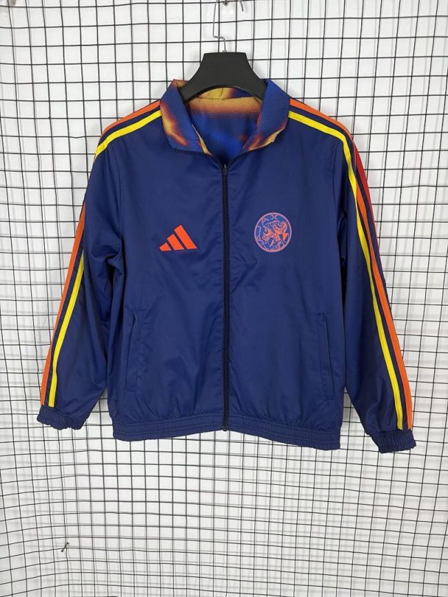 2025-2026 Ajax Dark Blue/Yellow Soccer Reversible Windbreaker Jacket Football Jacket