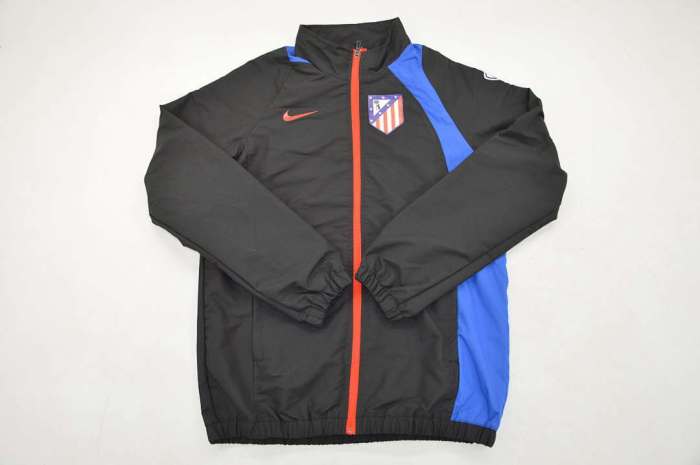 2025-2026 Atletico Madrid Black/Blue Soccer Windbreaker Jacket Football Jacket
